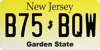NJ license plate B75BQW