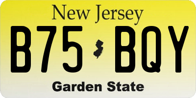 NJ license plate B75BQY