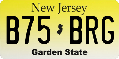 NJ license plate B75BRG