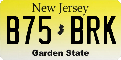 NJ license plate B75BRK