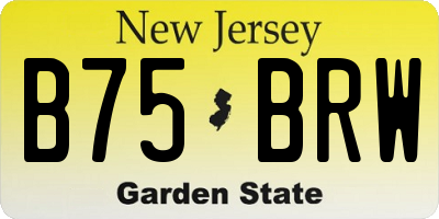 NJ license plate B75BRW