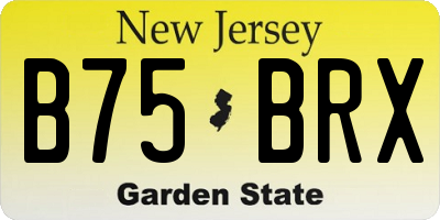 NJ license plate B75BRX