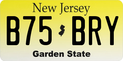 NJ license plate B75BRY