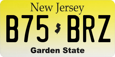 NJ license plate B75BRZ