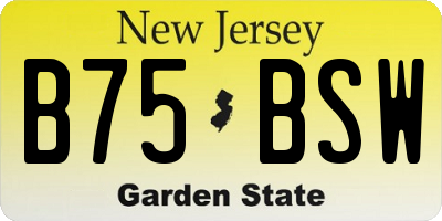NJ license plate B75BSW