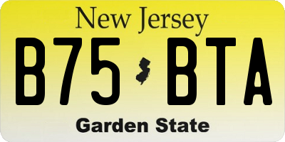 NJ license plate B75BTA