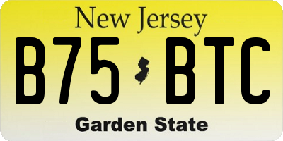 NJ license plate B75BTC