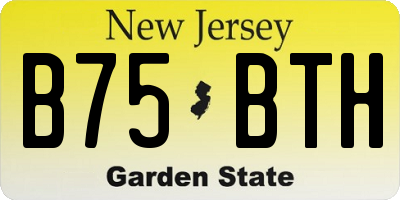 NJ license plate B75BTH