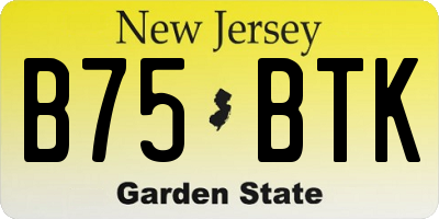 NJ license plate B75BTK