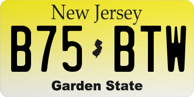 NJ license plate B75BTW