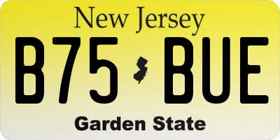 NJ license plate B75BUE