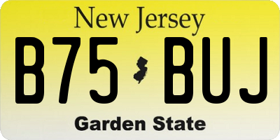 NJ license plate B75BUJ