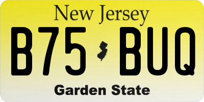 NJ license plate B75BUQ