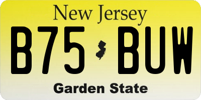 NJ license plate B75BUW