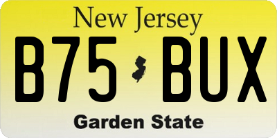 NJ license plate B75BUX