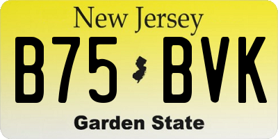 NJ license plate B75BVK
