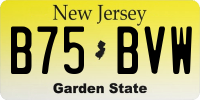 NJ license plate B75BVW
