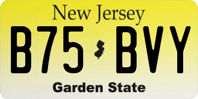 NJ license plate B75BVY