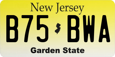 NJ license plate B75BWA