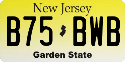NJ license plate B75BWB