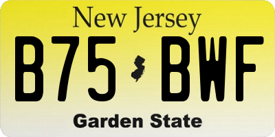 NJ license plate B75BWF
