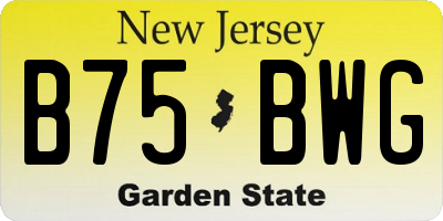 NJ license plate B75BWG