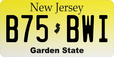 NJ license plate B75BWI