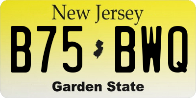 NJ license plate B75BWQ