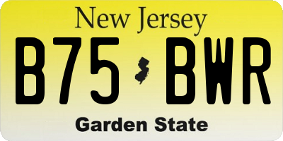NJ license plate B75BWR