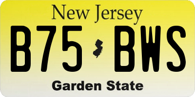 NJ license plate B75BWS
