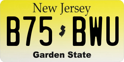 NJ license plate B75BWU