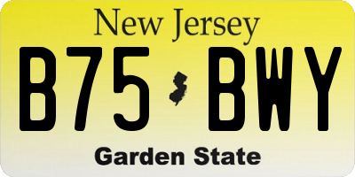 NJ license plate B75BWY