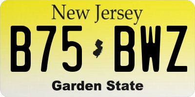 NJ license plate B75BWZ
