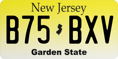 NJ license plate B75BXV