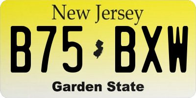 NJ license plate B75BXW