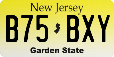 NJ license plate B75BXY