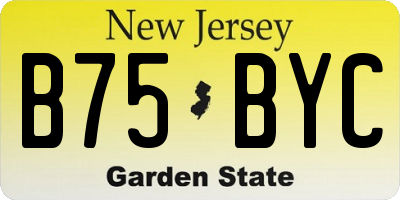 NJ license plate B75BYC