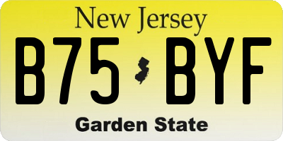 NJ license plate B75BYF