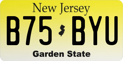 NJ license plate B75BYU