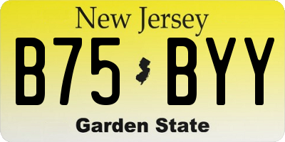 NJ license plate B75BYY