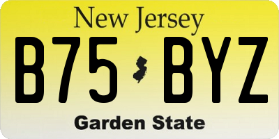 NJ license plate B75BYZ