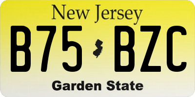 NJ license plate B75BZC