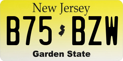 NJ license plate B75BZW