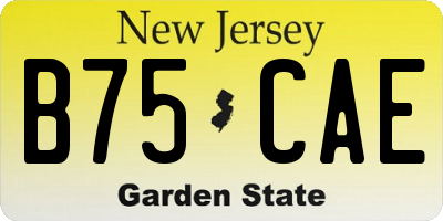 NJ license plate B75CAE