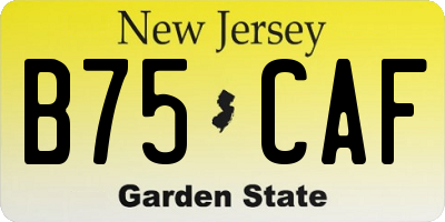 NJ license plate B75CAF