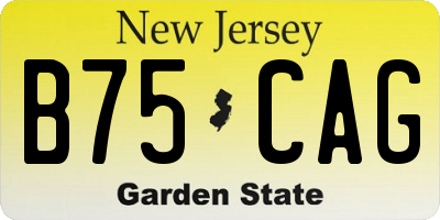 NJ license plate B75CAG
