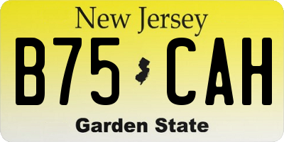 NJ license plate B75CAH