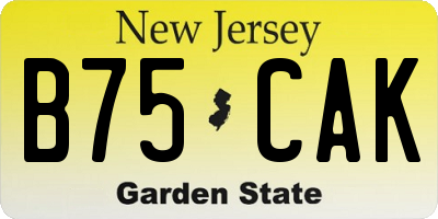 NJ license plate B75CAK