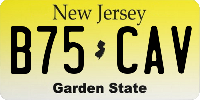 NJ license plate B75CAV
