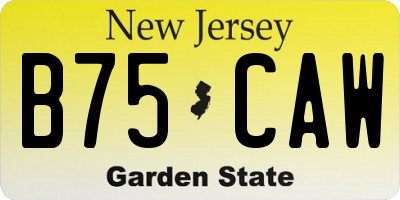 NJ license plate B75CAW